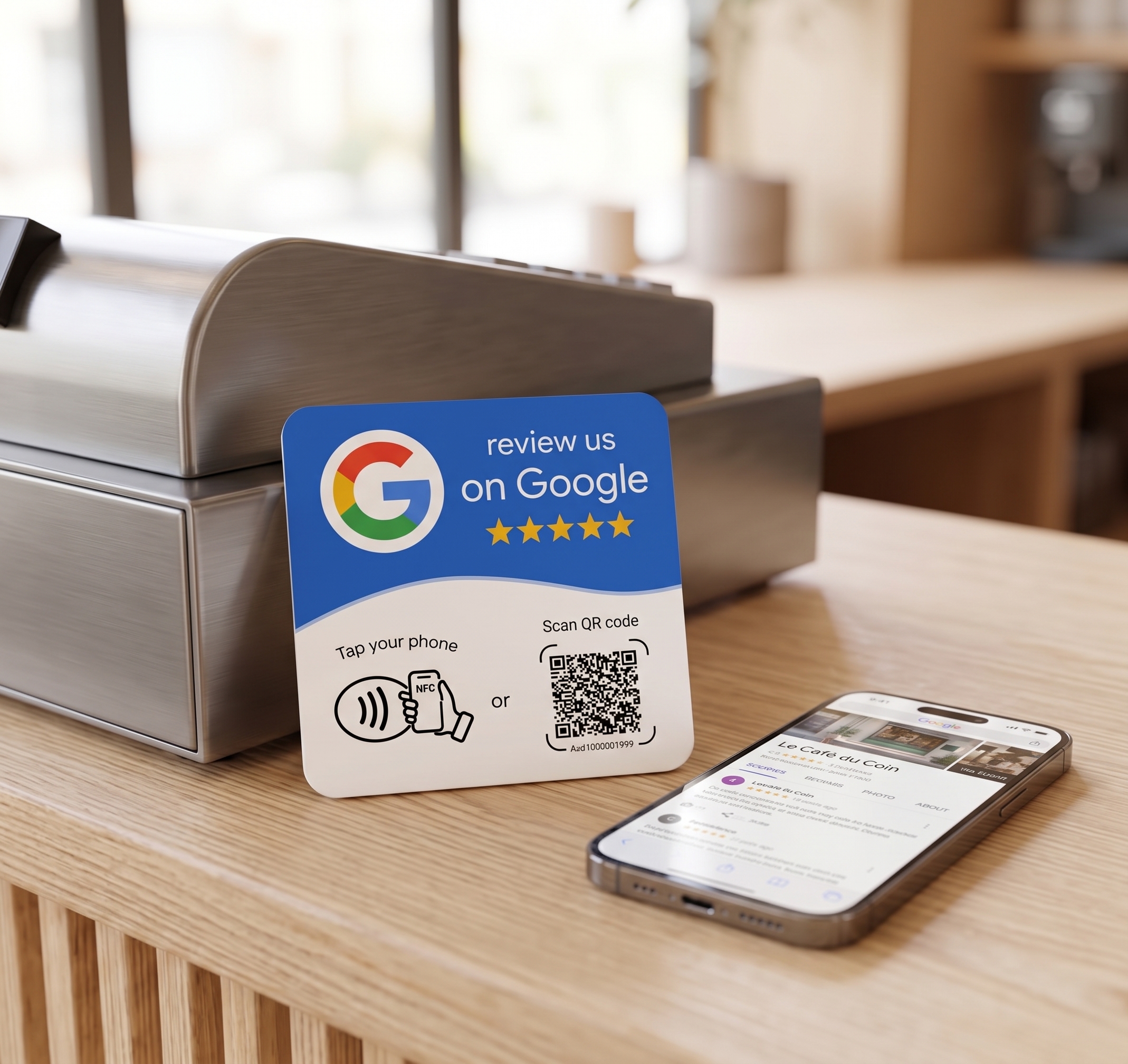 Carte avis Google NFC et QR code, vue 2