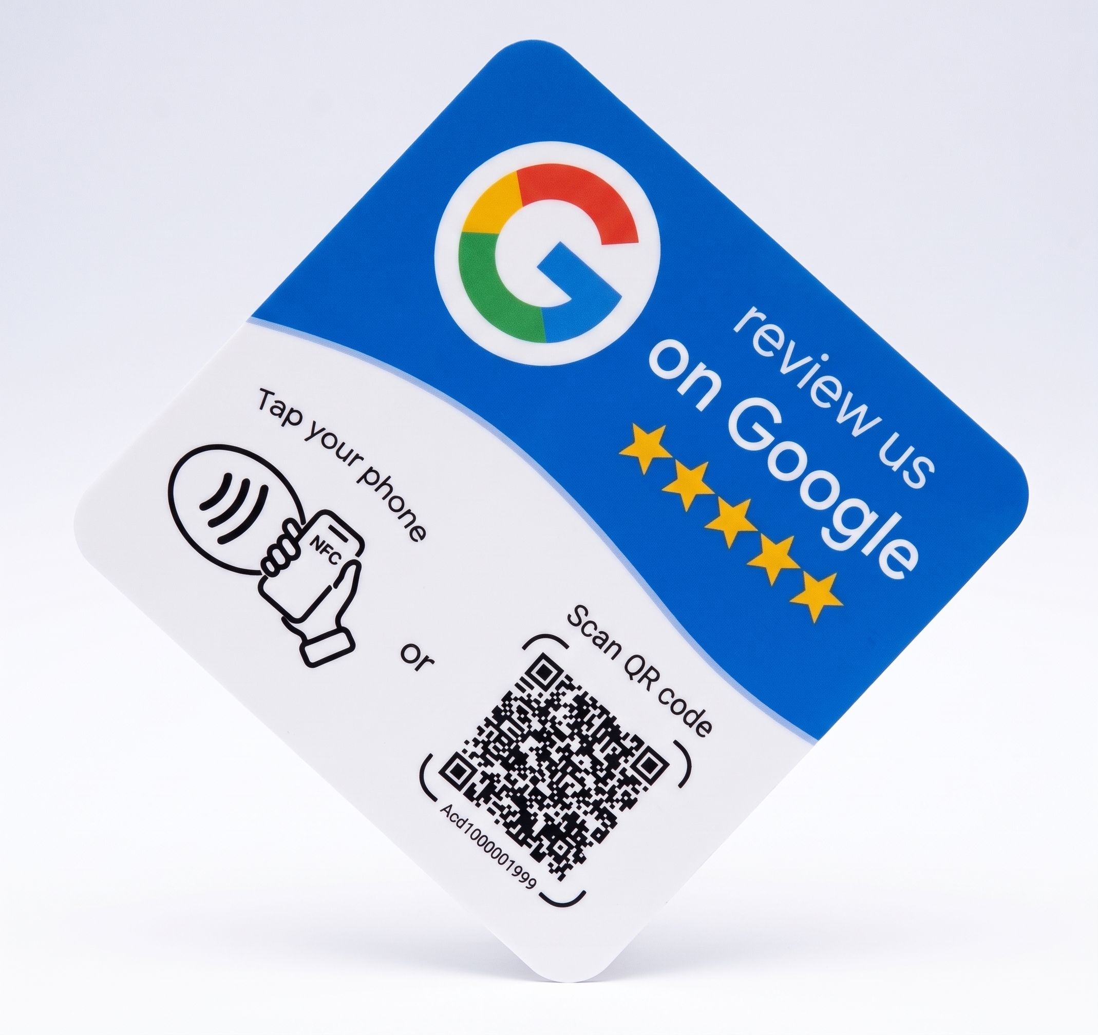 Carte avis Google NFC et QR code, vue 3